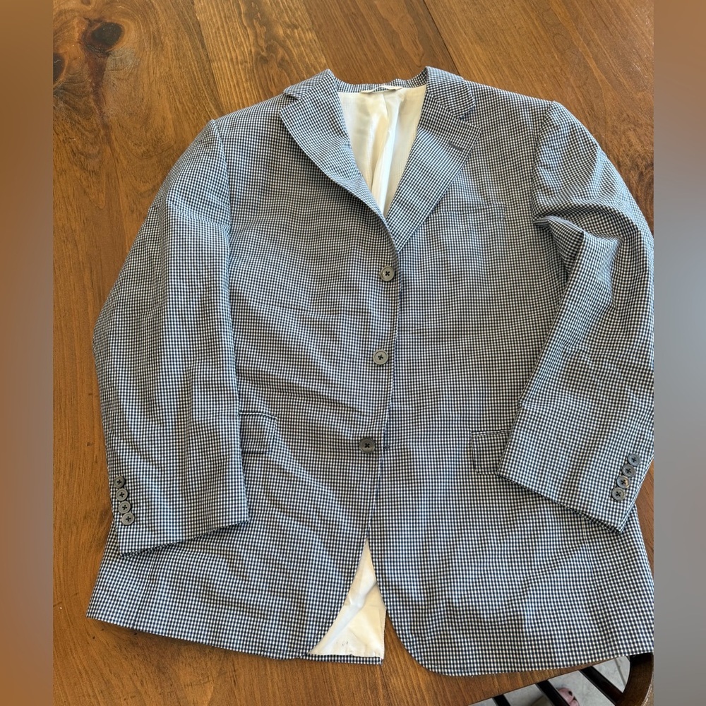 Samuelsohn Blazer Sport Coat Gingham Cotton Mohair harrison lightweight 44 R